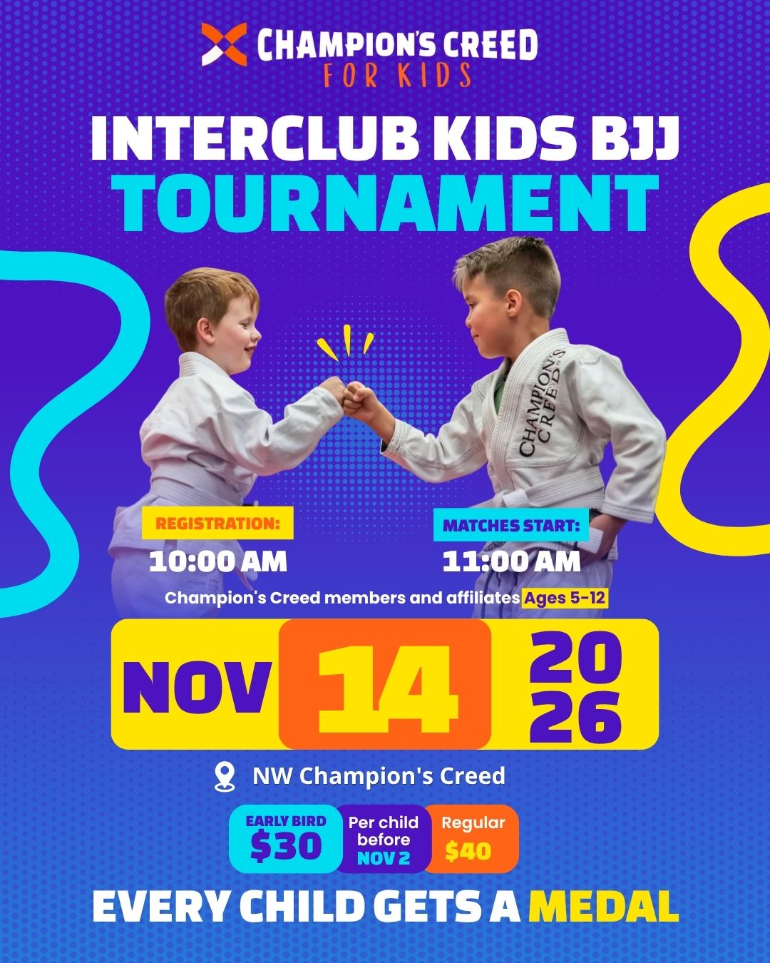 Absolute Submission Challenge Interclub Kids BJJ Tournament, November 14, 2026, Champion's Creed SW
